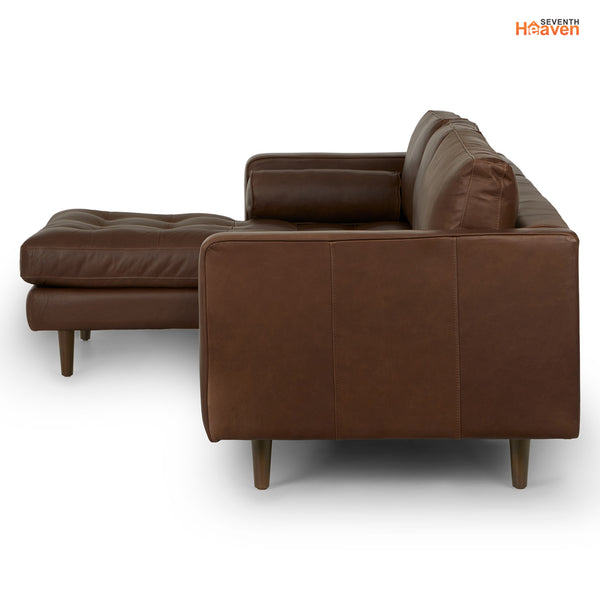 Vienna 6 Seater Sofa Right Corner - ( Leatherette Fabric - Brown )
