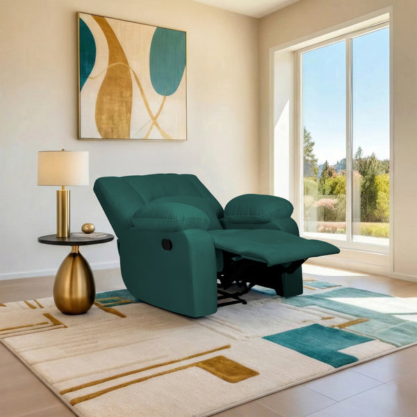 Phoenix Icon 1 Seater Recliner – ( Spacious, Luxurious & DIY-Friendly, Plush Suede - Green )