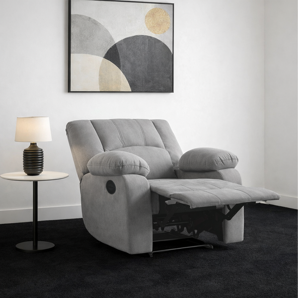 Phoenix Icon 1 Seater Motorise Recliner – ( DIY-Friendly, Plush Suede - Grey )