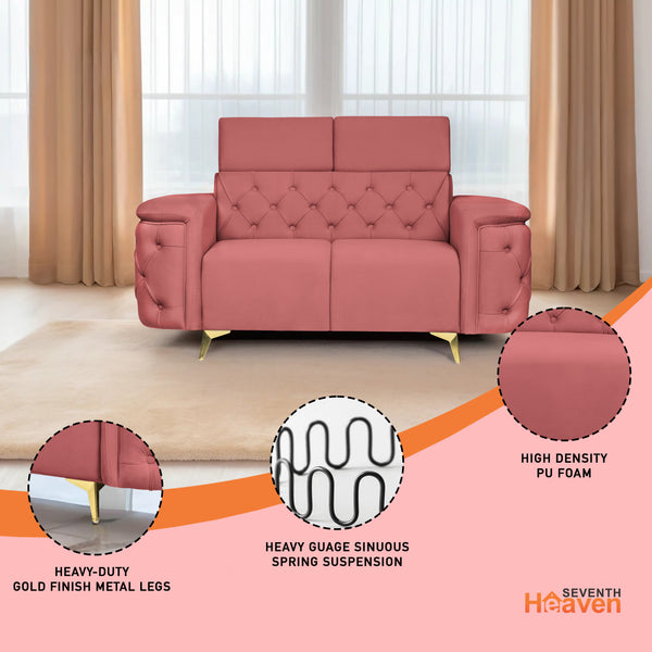 Rome 2 Seater Sofa- ( Plush Suede Fabric- Peach )