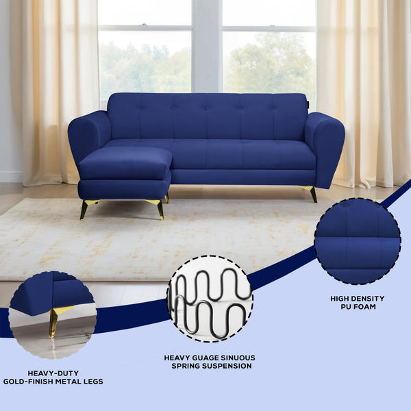 Milan Icon Ottoman 4 Seater Sofa - ( Plush Suede Fabric - Blue )