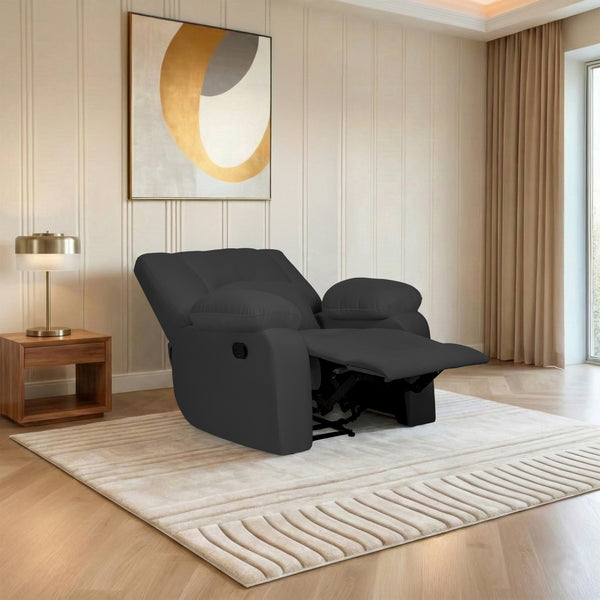 Phoenix Icon 1 Seater Recliner – ( Spacious, Luxurious & DIY-Friendly, Plush Suede - Black )