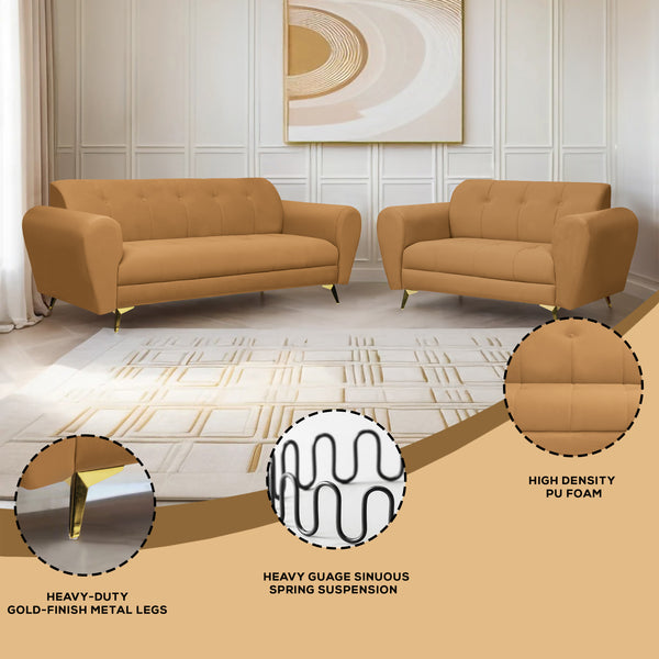 Milan Icon (3+2) Seater Sofa- ( Plush Suede Fabric - Beige)