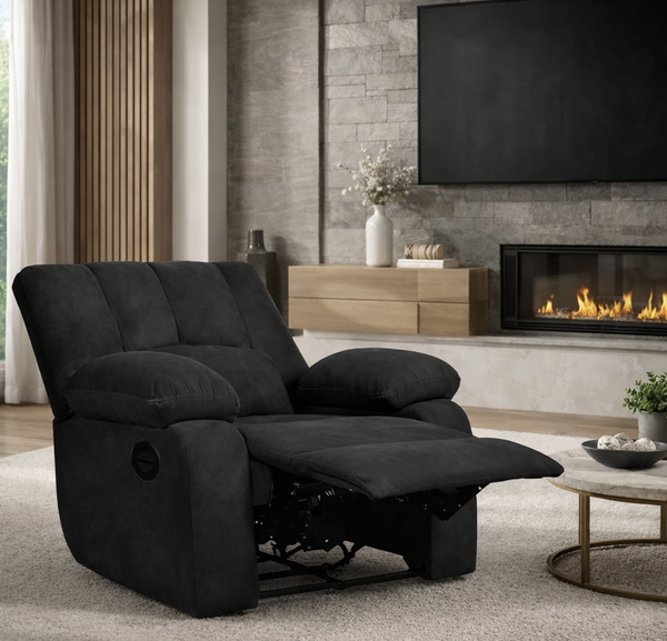 Phoenix Icon 1 Seater Motorise Recliner – ( DIY-Friendly, Plush Suede - Black )