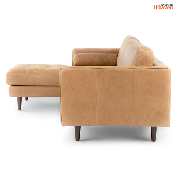 Vienna 6 Seater Sofa Right Corner - ( Leatherette Fabric - Tan )