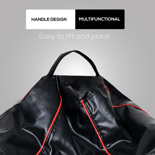 Seventh Heaven 4XL Filled Bean Bag ( Premium Leatherite - Black & Red Strip )