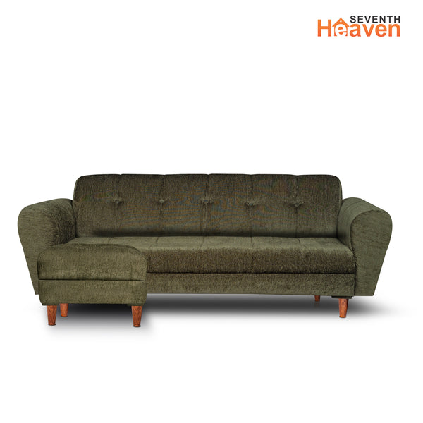 Milan 5 Seater with 2 Ottoman- ( Premium Molfino Fabric- Green )