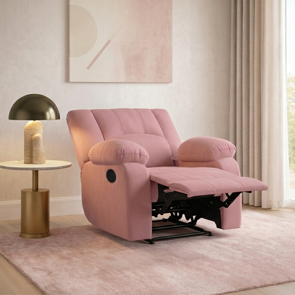 Phoenix Icon 1 Seater Motorise Recliner – ( DIY-Friendly, Plush Suede - Peach )