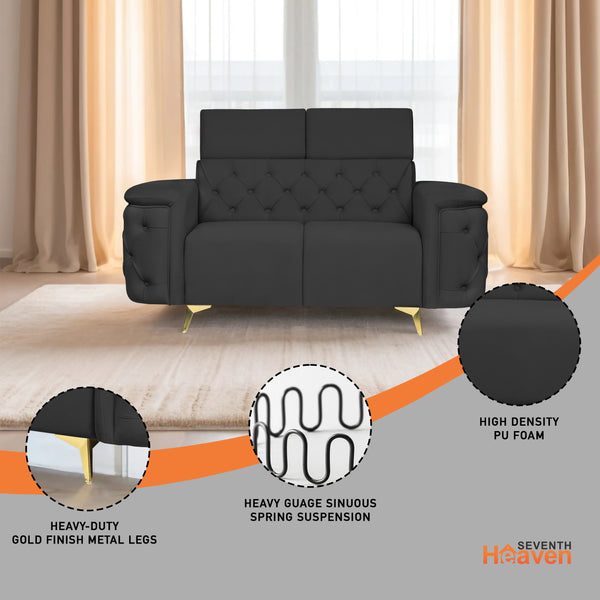 Rome 2 Seater Sofa- ( Plush Suede Fabric- Black )