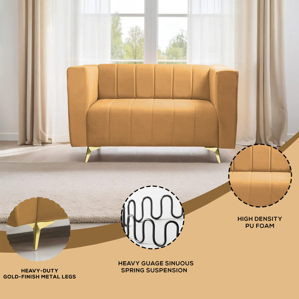 Tokyo Icon 2 Seater Sofa - ( Plush Suede Fabric - Beige )
