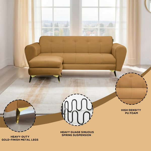 Milan Icon Ottoman 4 Seater Sofa - ( Plush Suede Fabric - Beige )