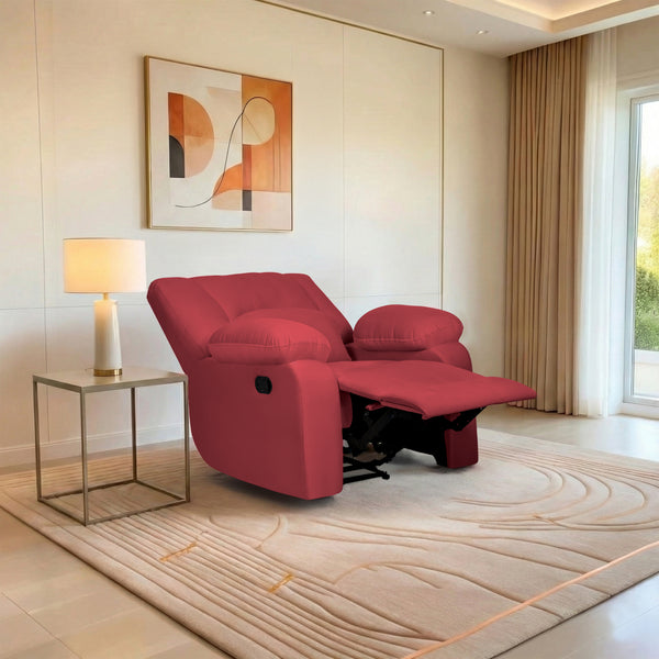 Phoenix Icon 1 Seater Recliner – ( Spacious, Luxurious & DIY-Friendly, Plush Suede - Maroon )