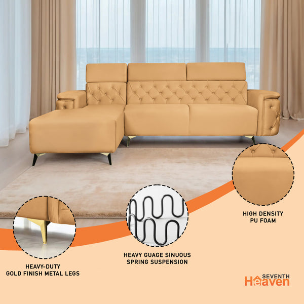 Rome 6 Seater Sofa Set Right Corner- ( Plush Suede - Beige )