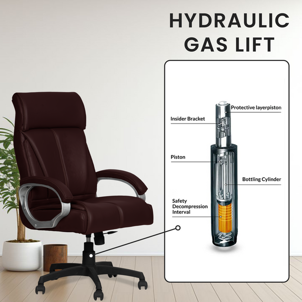 Elite High-Back Office Chair – Ergonomic, Durable & Versatile (Leatherett - Brown)