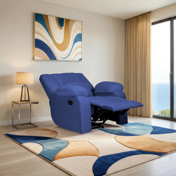 Phoenix Icon 1 Seater Recliner – ( Spacious, Luxurious & DIY-Friendly, Plush Suede - Navy Blue )