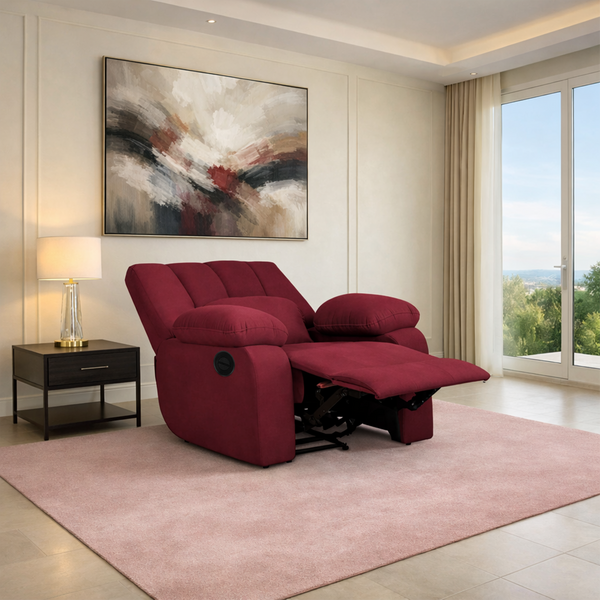 Phoenix Icon 1 Seater Motorise Recliner – ( DIY-Friendly, Plush Suede - Maroon )