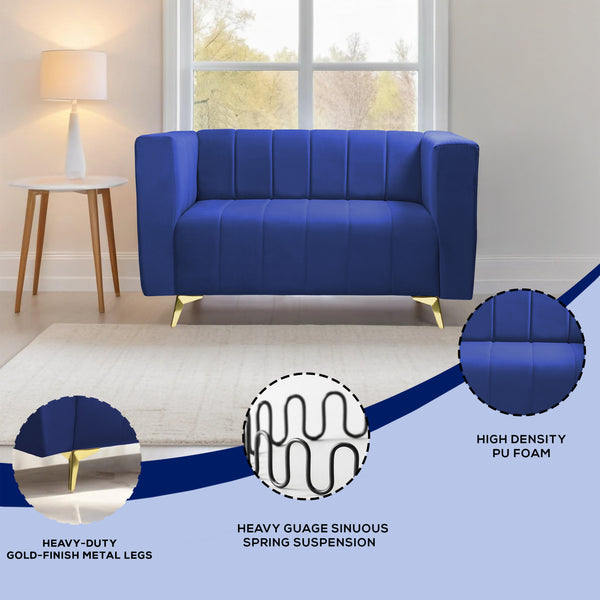 Tokyo Icon 2 Seater Sofa - ( Plush Suede Fabric- Blue )