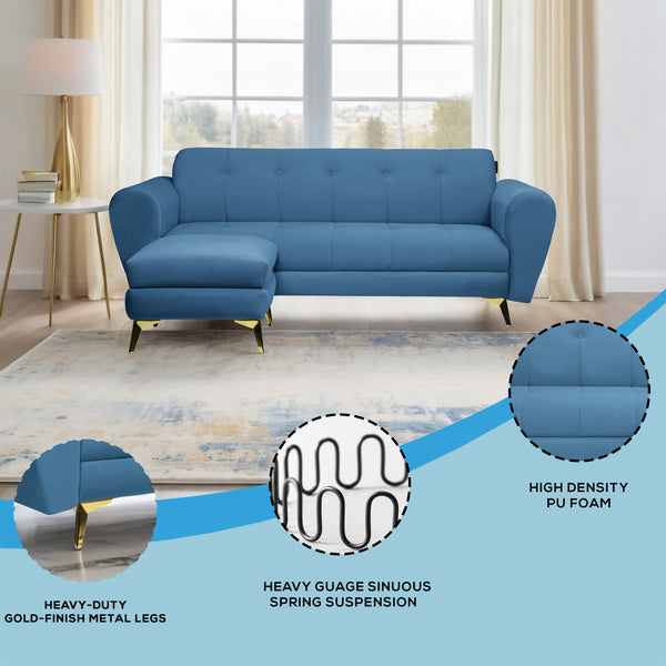 Milan Icon Ottoman 4 Seater Sofa - ( Plush Suede Fabric - Sky Blue )