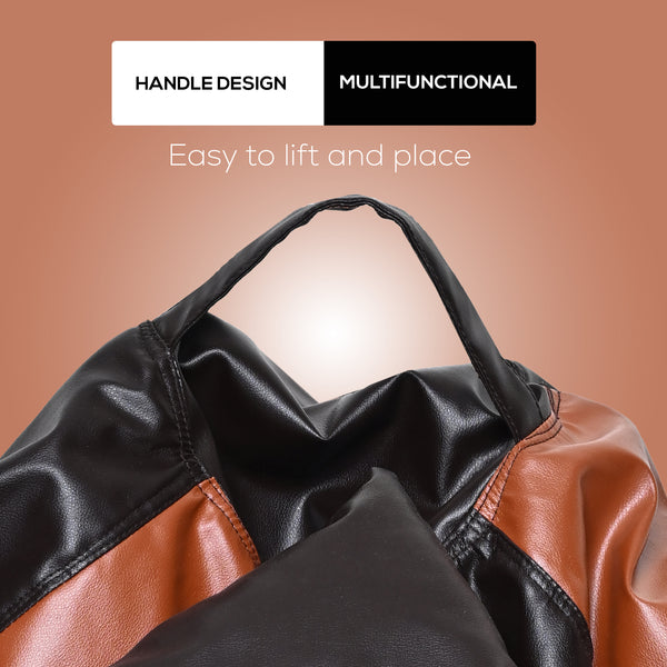 Seventh Heaven 4XL Filled Bean Bag with Cushion & Footrest ( Premium Leatherite - Brown & Tan )