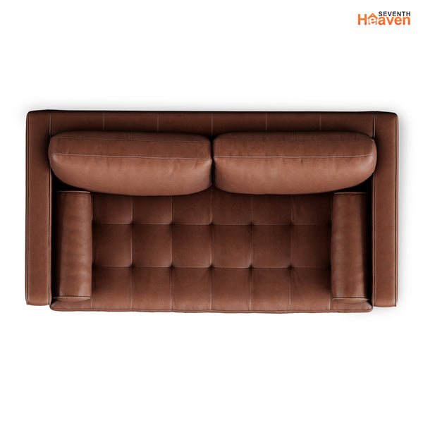 Vienna 2 Seater Sofa- ( Leatherette Fabric - Brown )