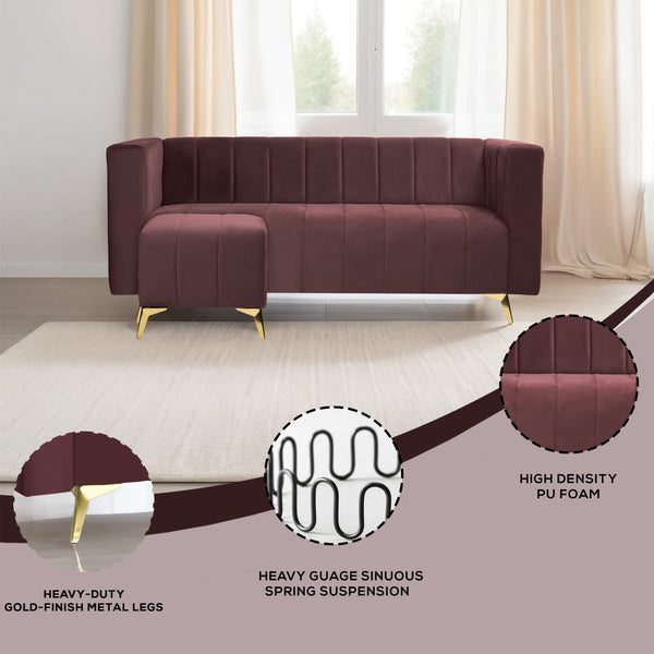 Tokyo Icon Ottoman 4 Seater Sofa - ( Plush Suede Fabric - Brown )