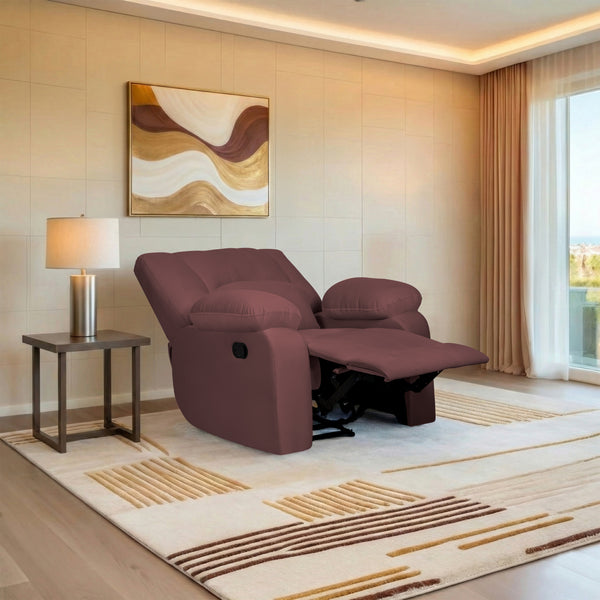 Phoenix Icon 1 Seater Recliner – ( Spacious, Luxurious & DIY-Friendly, Plush Suede - Brown )