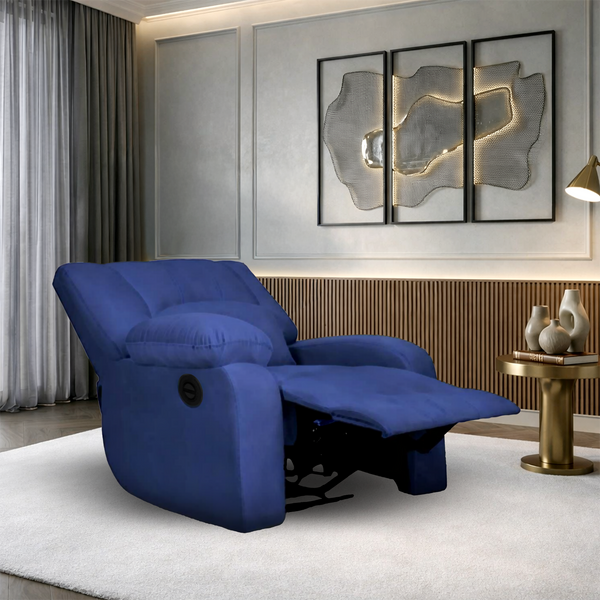 Phoenix Icon 1 Seater Motorise Recliner – ( DIY-Friendly, Plush Suede - Navy Blue )