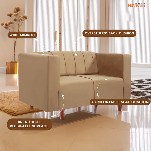 Sydney 2 Seater Sofa- ( Plush Suede Fabric- beige )