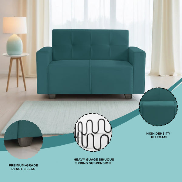 London 2 Seater Sofa- ( Plush Suede Fabric- Teal )