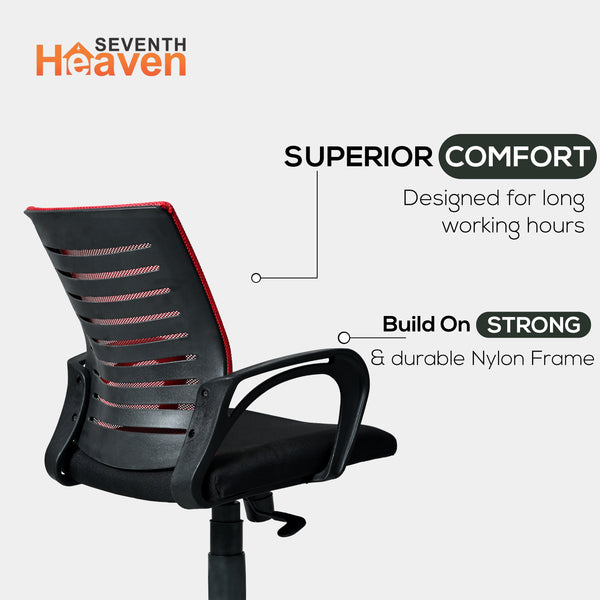 Bolt Mid-Back Office Chair – Ergonomic, Durable & Versatile ( Red )