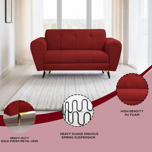 Milan Icon 2 Seater Sofa- ( Plush Suede Fabric-  Maroon )