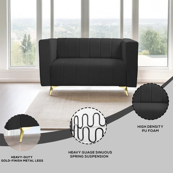 Tokyo Icon 2 Seater Sofa - ( Plush Suede Fabric - Black )