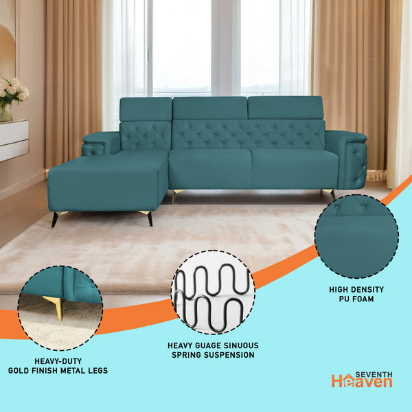 Rome 6 Seater Sofa Set Right Corner- ( Plush Suede - Teal )