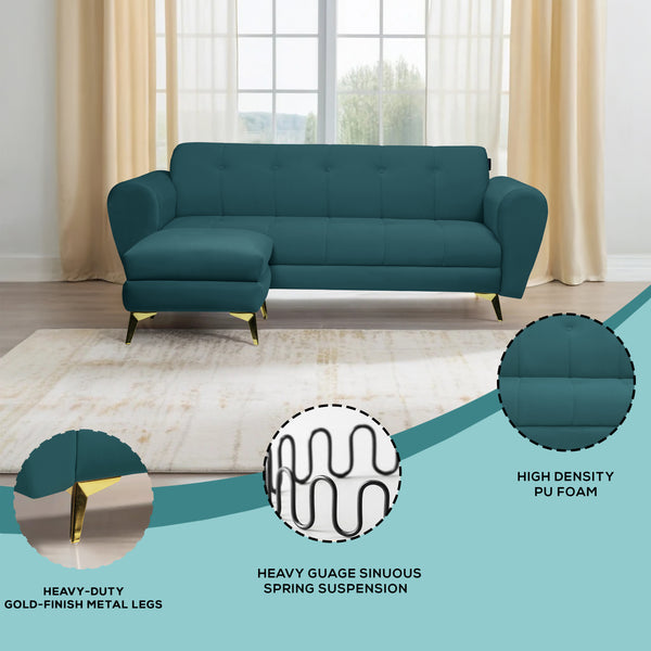 Milan Icon Ottoman 4 Seater Sofa - ( Plush Suede Fabric - Teal )