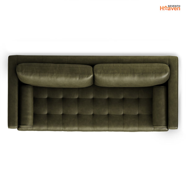 Vienna 3 Seater Sofa- ( Leatherette Fabric - Green )