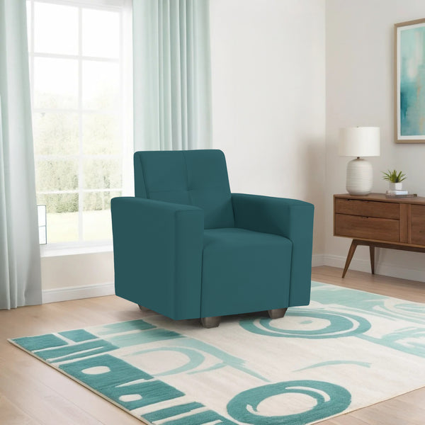 London 1 Seater Sofa- ( Plush Suede Fabric- Teal)