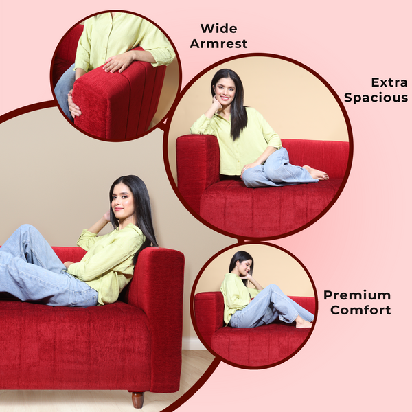 Tokyo 2 Seater Sofa- ( Premium Molfino Fabric- Maroon )