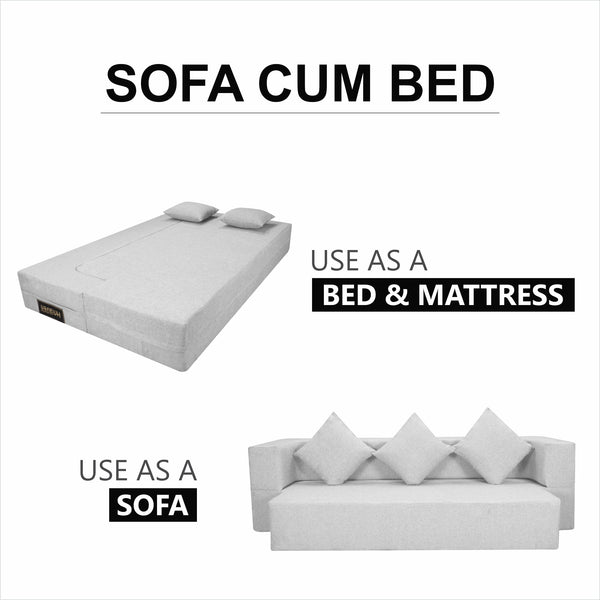 Flipper X Sofa Cum Bed - 3 Seater, Plain Cushion ( Jute Fabric, Grey )