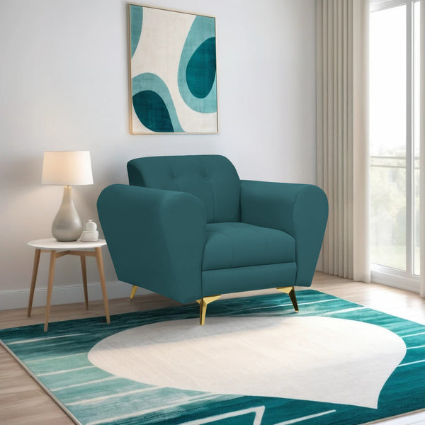 Milan Icon 1 Seater Sofa- ( Plush Suede Fabric- Teal )