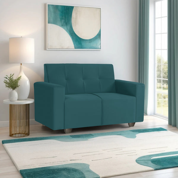 London 2 Seater Sofa- ( Plush Suede Fabric- Teal )