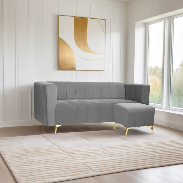Tokyo Icon Ottoman 4 Seater Sofa - ( Plush Suede Fabric - Grey )
