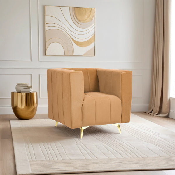 Tokyo Icon 1 Seater Sofa- ( Plush Suede Fabric- Beige )