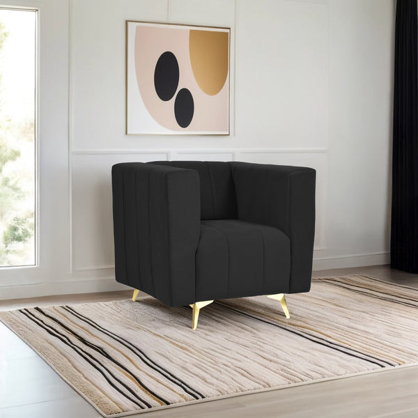 Tokyo Icon 1 Seater Sofa- ( Plush Suede Fabric- Black )