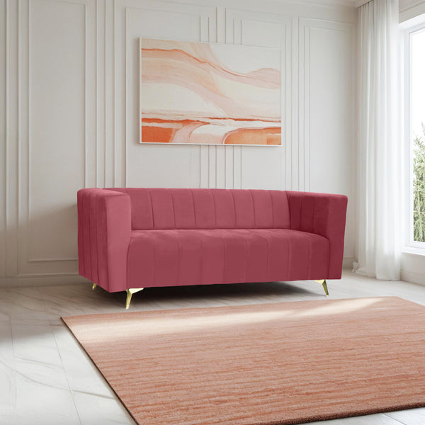 Tokyo Icon 3 Seater Sofa- ( Plush Suede Fabric- Peach )