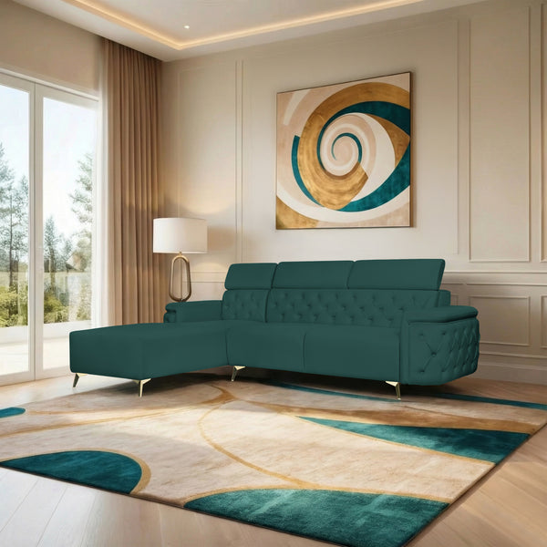 Rome 6 Seater Sofa Set Right Corner- ( Plush Suede - Green )