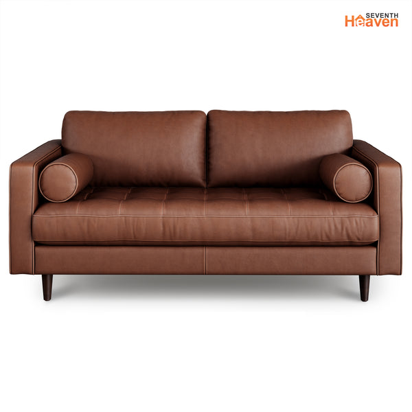 Vienna 2 Seater Sofa- ( Leatherette Fabric - Brown )