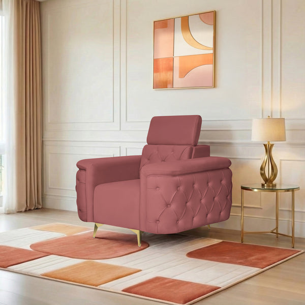 Rome 1 Seater Sofa- ( Plush Suede Fabric- Peach )