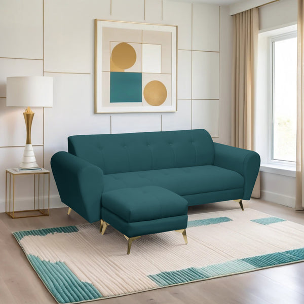 Milan Icon Ottoman 4 Seater Sofa - ( Plush Suede Fabric - Teal )