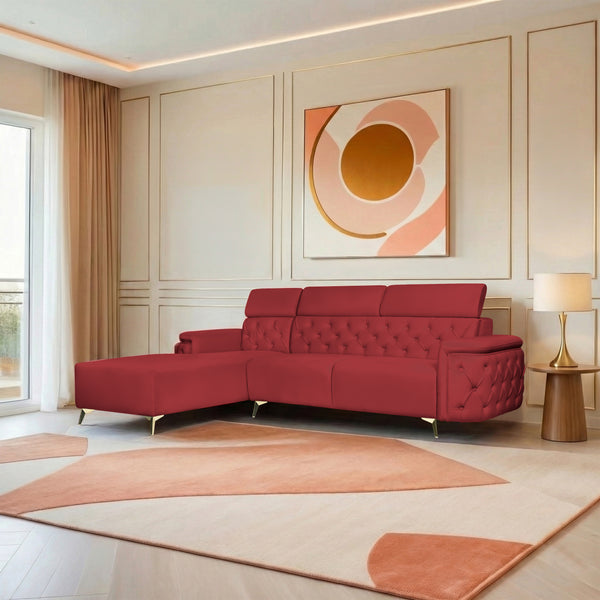 Rome 6 Seater Sofa Set Right Corner- ( Plush Suede - Maroon )