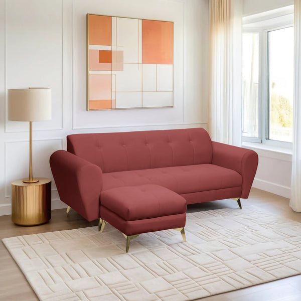 Milan Icon Ottoman 4 Seater Sofa - ( Plush Suede Fabric - Maroon )